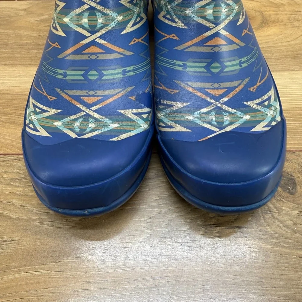 Pendelton Chelsea Rain Boots Womens 7 Blue South Western Native Boho Print